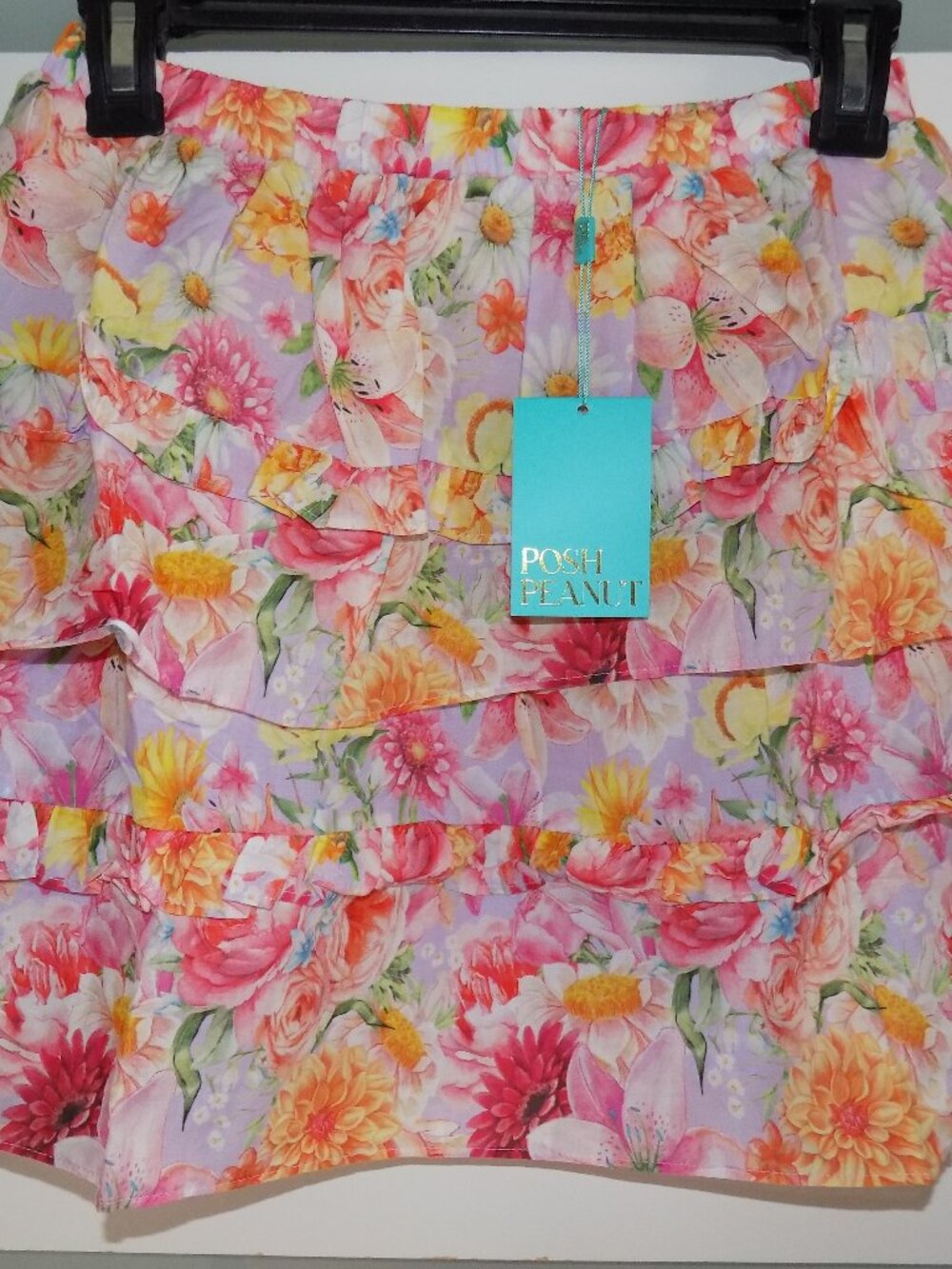 Posh Peanut Nala Floral Tiered Ruffled Lined Skirt Size 10 Girl's NEW